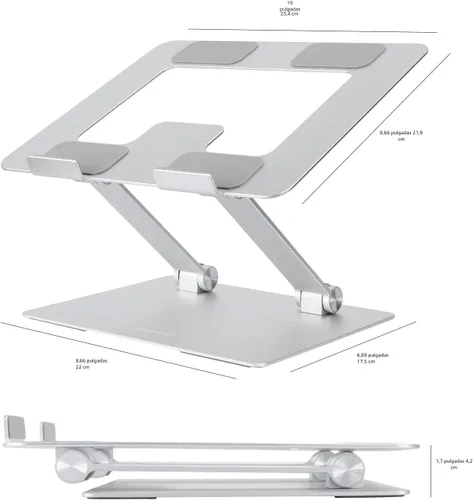 Vista 7 de Amazon Basics Soporte ergonómico resistente y portátil para laptop de escritorio, elevador ajustable, se adapta a todas las laptops y notebooks