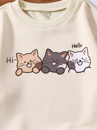 Vista 4 de SOLY HUX Sudadera de manga larga con cuello redondo y estampado de letras de corazón para niña