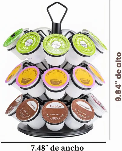 Vista 2 de K-Cup - Almacenamiento de cápsulas de café, soporte para cápsulas de carrusel, almacenamiento para cápsulas K (27 cápsulas-3 niveles)