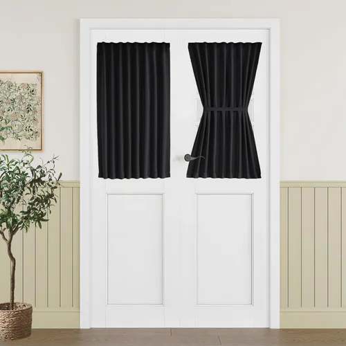 Vista 106 de Vatge Cortinas laterales autoadhesivas para puertas de cristal, sin taladro, extraíble, panel de filtrado de luz, 1 panel, 12 pulgadas de ancho x 60