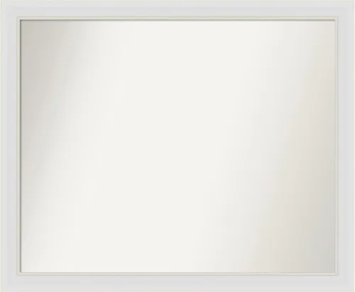 Vista 197 de Amanti Art Espejo de baño blanco para sobre el fregadero, 24 x 26 pulgadas, espejo rectangular blanco y blanco, marco de madera contemporáneo