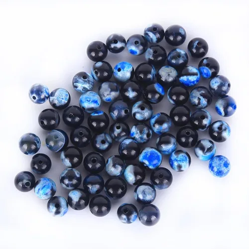 Vista 4 de 63 cuentas de piedra sueltas de ágata de fuego azul natural natural de 0.236 pulgadas (0.236 in) para fabricación de joyas de 15.5 pulgadas, 1 hebra