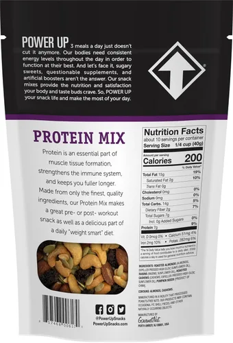 Vista 2 de Power Up Protein Packed Trail Mix Gourmet Nut - Mezcla de frutos secos sin OMG, vegana, sin gluten, apta para dietas cetogénicas y paleo, sin