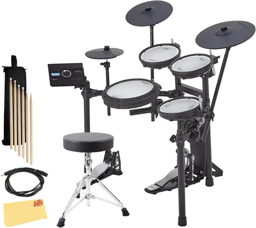 Vista 12 de Roland TD313 V-Drums Kit de batería electrónica Bundle con trono de batería, cable de audio, baquetas, bolsa para baquetas y paño de pulido