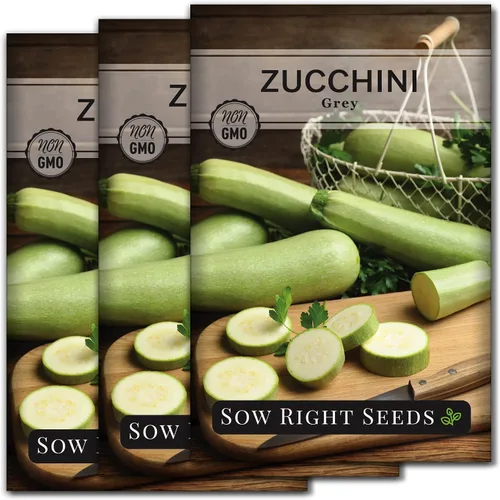 Vista 8 de Sow Right Seeds - Semilla de calabacín gris para plantar - Paquete de reliquia sin OMG con instrucciones para plantar un huerto casero - Calabacín