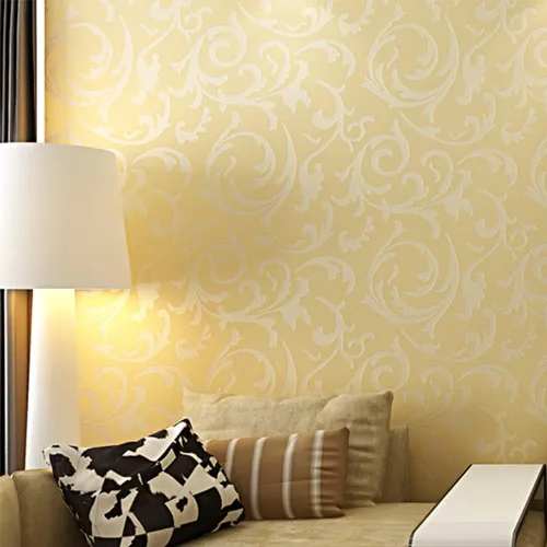 Vista 9 de Q QIHANG Moderno Simple 3D Estilo Europeo Veza Hoja Tela No Tejida Sala de estar TV Fondo No Pegado Papel pintado 1.73' Ancho x 32.8' L (Plata)