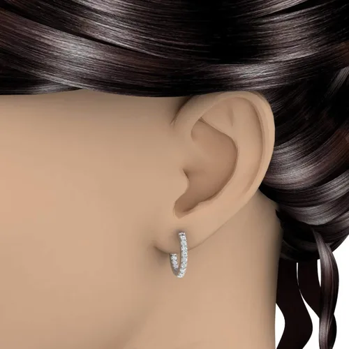 Vista 3 de Pendientes de aro con diamantes de 1 quilate en oro de 10 quilates o platino 950