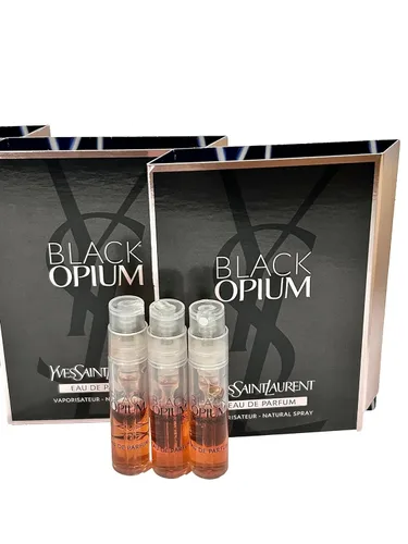 Vista 2 de Yves Saint Laurent YSL Black Opium EDP Muestra Perfume para mujer 1.2 ml / 0.04 oz - set de 3