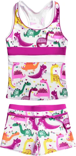 Vista 8 de JerrisApparel Traje de baño de dos piezas para niñas de verano con boyshort, diseño de tankini estrella de mar aqua