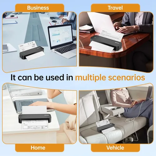 Vista 5 de Impresoras portátiles inalámbricas para viajes, mini impresora térmica Bluetooth sin tinta compatible con Android, iOS y laptop, compatible