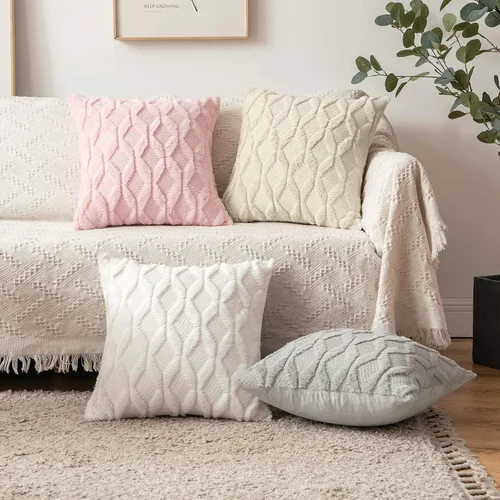 Vista 3 de MIULEE juego de 2 fundas de almohada de lana sintética, bordadas, para sillón, sofá, dormitorio, auto, fundas decorativas