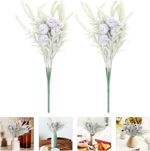Vista 3 de DECHOUS Plantas artificiales, 2 unidades, flores artificiales de diente de león, hierba de pampa, cola de conejo, decoración de hierba sintética