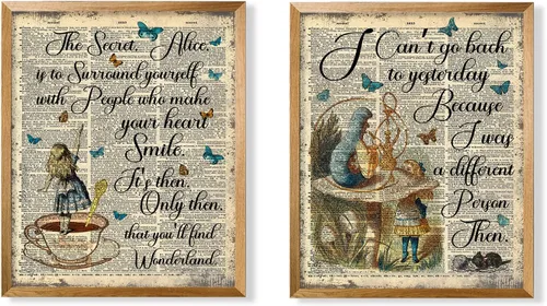 Vista 6 de Decoración de pared de Alicia en el país de las maravillas - Póster con citas inspiradoras de Alicia, impresión para decorar la habitación, regalo