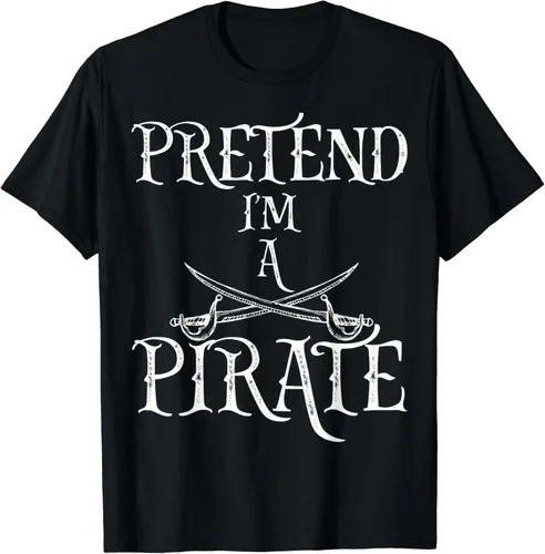 Vista 2 de Camiseta de disfraz de último minuto de Halloween vintage de pretender soy un pirata, Negro