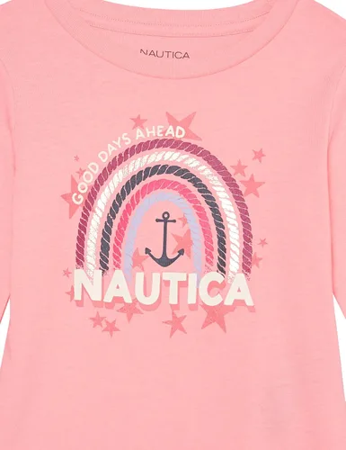 Vista 2 de Nautica Camiseta gráfica de manga larga para niña, adornos de lentejuelas y purpurina