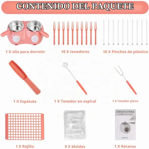 Vista 3 de Outamateur Fondue eléctrica de chocolate con doble olla de fusión para chocolate con leche, queso, mantequilla, dulces