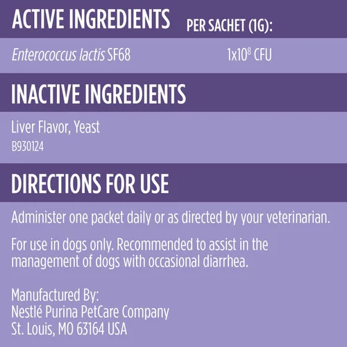 Vista 6 de Purina Pro Plan - Suplementos veterinarios FortiFlora - Probióticos caninos para perros, ayuda a la salud digestiva intestinal y la diarrea - Caja