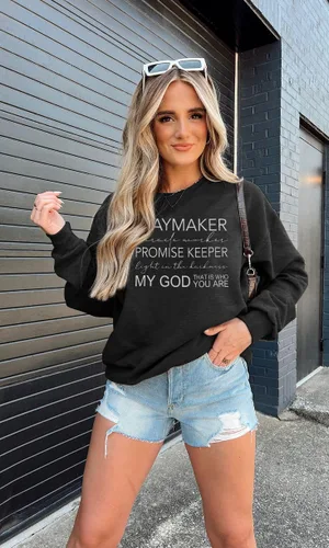 Vista 3 de FASHGL Waymaker - Sudadera de manga larga para mujer Miracle Worker Promise Keeper