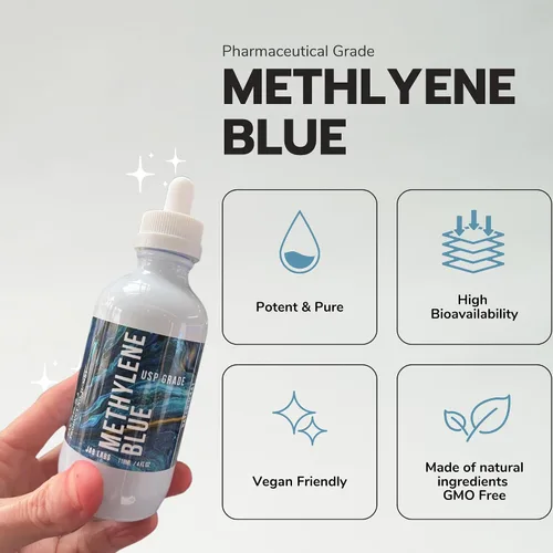 Vista 2 de JAB Labs Azul de Metileno de Grado Farmacéutico, USP Botella de 4 oz