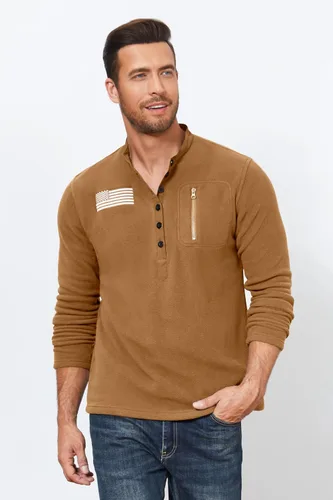 Vista 3 de Beotyshow Chaqueta de forro polar táctica para hombre, suave, cálido, con cremallera de un cuarto