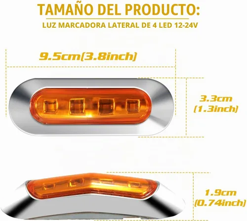Vista 4 de ALFU 40 PCS Luces LED Ámbar DC 12-24V para Remolque, Luces Marcadoras Laterales Delanteras Traseras de Posición con Bisel Cromado para Remolque