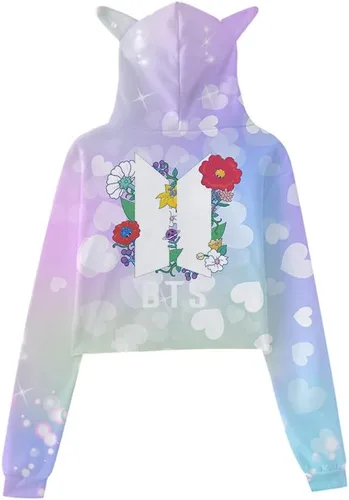 Vista 2 de aayka K-Pop - Sudadera con capucha para mujer, diseño de orejas de gato Kawaii para niña