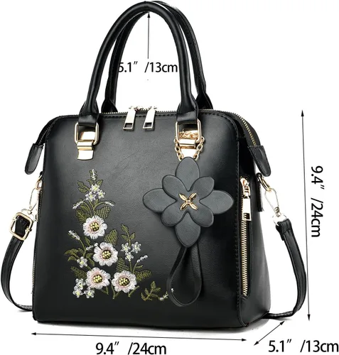Vista 4 de Bolso de mano bordado con asa superior y bolso ligero para mujer