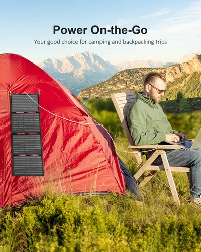 Vista 4 de ELECAENTA Panel solar de 40 W, USB C, salida USB A y CC de 18 V, impermeable IP68, cargador solar ETFE portátil plegable compatible con iPhone