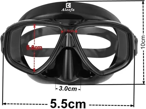 Vista 4 de Máscara de buceo miopía – Lente de vidrio templado, antivaho y gafas de natación miopía (-1.0 a -9.0)