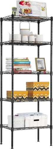 Vista 9 de BestOffice Estante de alambre de 4 niveles 12" x 18" x 44" Negro
