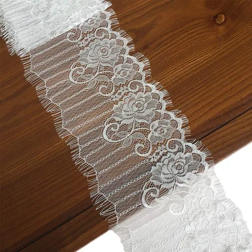 Vista 3 de Tela de encaje de pestañas de 6 pulgadas de ancho con patrón floral para costura, decoración del hogar y manualidades, 3 yardas -9622 (negro)