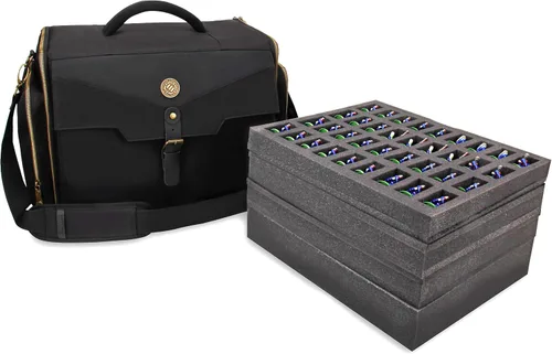 Vista 12 de ENHANCE Cartera miniatura de base ancha – Estuche compacto de almacenamiento y transporte para miniaturas DnD con correa, 3 bandejas de espuma