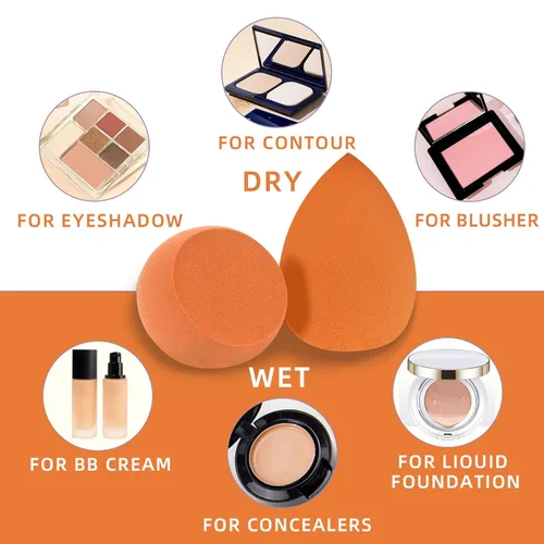 Vista 3 de Esponja de maquillaje – Juego de 12 esponjas de maquillaje con soporte para esponja de base de belleza, impecable para líquidos, crema y polvo