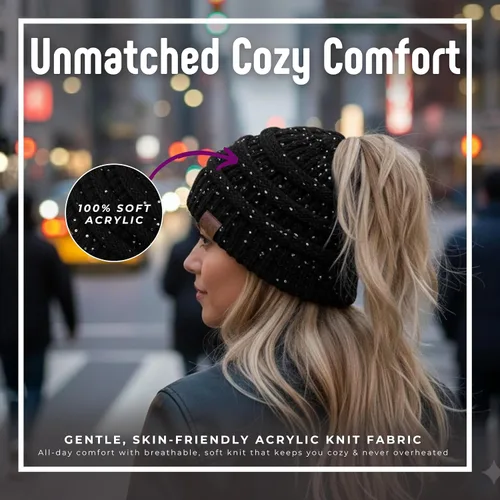 Vista 57 de Funky Junque - Gorro para mujer con ranura para cola de caballo