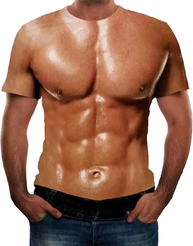 Vista 2 de Vifucz Camiseta Estampado Muscular Hombre Divertido Y2K Manga Corta Cuello Redondo Fresca holgada Blusa Deportiva túnicas