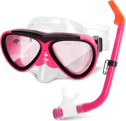 Vista 8 de GreenLF Kids Snorkel Set, Anti-Fog Snorkeling Mask with Nose Covers for Youth Junior Child, Boys & Girls Age 5-12, Semi-Dry Diving Scuba Swimming