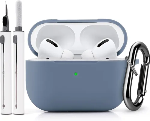 Vista 8 de Funda para AirPods Pro/Pro 2 con kit, funda protectora de silicona suave con llavero, color morado