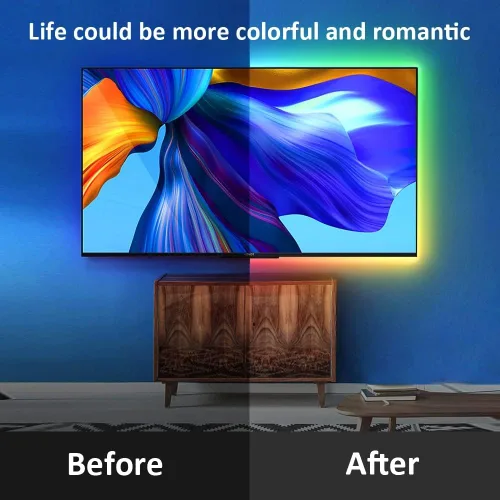 Vista 2 de KUMQUAT Tira de luces LED RGB retroiluminación para TV, 5 V, USB, multicolor, tiras de luz LED de 6.56 pies/6.6 ft, kit de tira que cambia