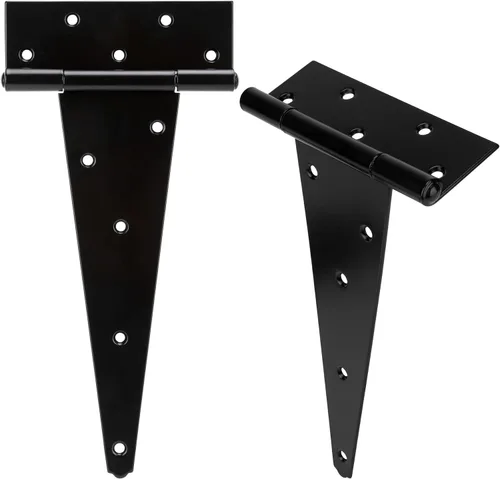 Vista 12 de Hillmaster Bisagras de puerta de cobertizo resistentes con correa en T de 4 pulgadas, bisagra en T negra para cercas de madera, persiana, ventana