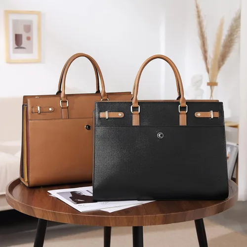 Vista 2 de CLUCI Briefcase for Women Leather Laptop 15.6 Inch Business Ladies Work Computer Tote Bags
