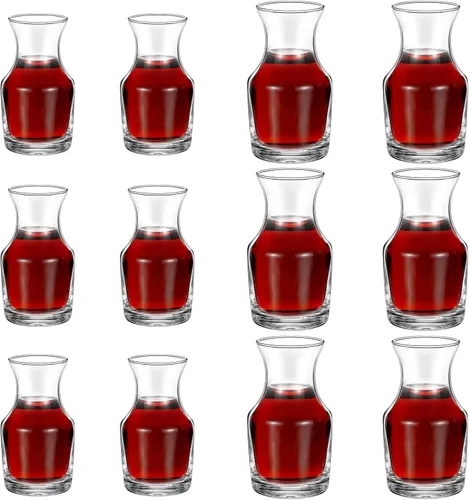 Vista 8 de Irenare Paquete de 6 mini jarras de vino de una sola porción de vidrio para vino, jarra pequeña individual para jugo, agua, cenas, fiestas
