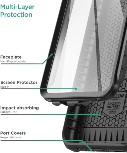Vista 2 de ENCASED Falcon Armor - Carcasa para Samsung Galaxy A53 5G con protector de pantalla integrado (negro)