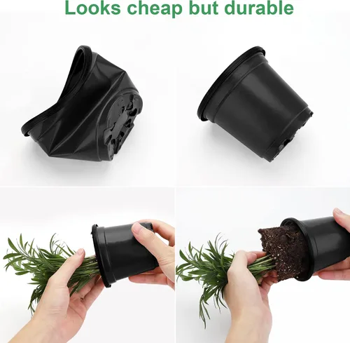 Vista 2 de MIXC Macetas para vivero con cúpula de humedad, maceta de plástico transparente suave de 4 pulgadas, macetas para plantar, macetas pequeñas bandejas