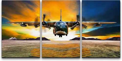 Vista 99 de wall26 Lienzo enmarcado para pared, juego de arte exótico tropical, océano, mar, avión, puesta de sol, transporte, fotografía, realismo, decorativo