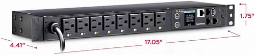 Vista 5 de CyberPower PDU41001 PDU conmutada, 100-120V/15A (reducido a 12A), 8 tomas, montaje en rack 1U