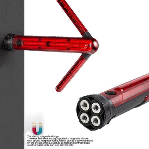 Vista 6 de Luqeeg Varita de tráfico, LED de seguridad vial con flecha de giro, 45 grados ajustable, USB, recargable, lámpara LED de seguridad con base