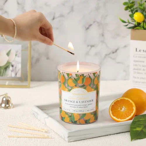 Vista 2 de Citrus Candle - Velas perfumadas de lavanda naranja, 10 onzas