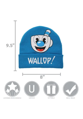 Vista 4 de Cuphead Gorro de Invierno Tejido con Puño Doblado y Estampado de Mugman Multicolor