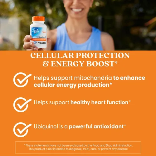 Vista 5 de Doctor's Best Kaneka Ubiquinol Suplemento de 200 mg para hombres y mujeres, forma reducida CoQ10, coenzima Q10 200mg para antioxidantes y apoyo a