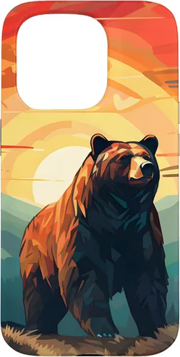Vista 13 de Funda para iPhone 11 Bear Retro Sunset Forest Spirit Animal
